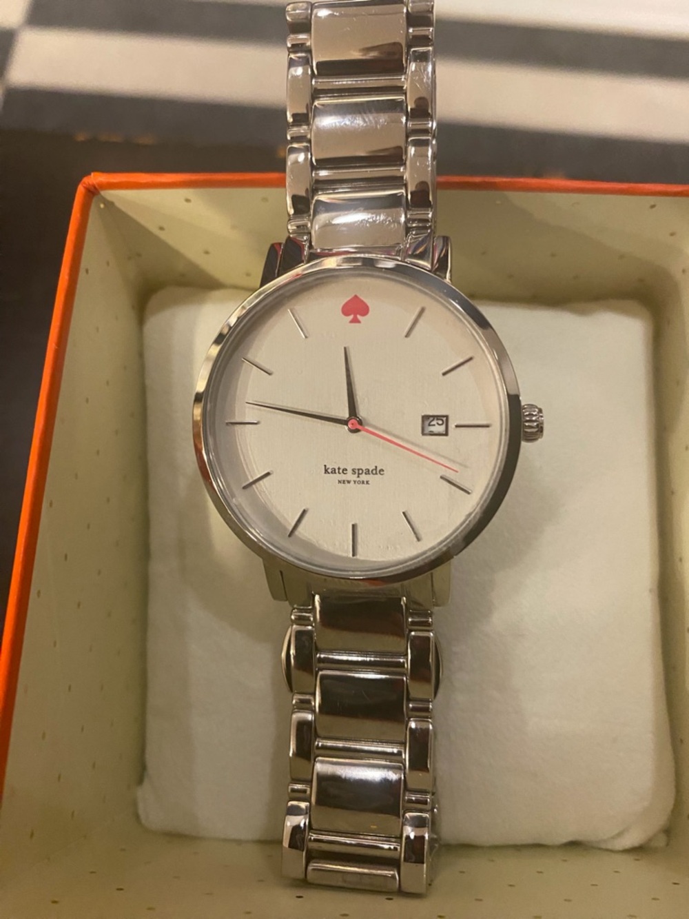 kate spade Silver Bracelet Watch with Pink Accent